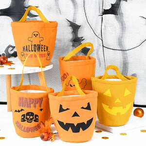 Eaiser Halloween 1Pc Halloween Party Trick Or Treat Tote Bags Kids Favors Candy Bag For Happy Halloween Candy Storage Bucket Portable Gift Basket