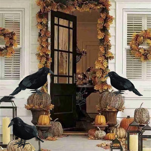 Eaiser   1pc Halloween Black Crow Model Simulation Fake Bird Animal Scary Toys For Holiday Halloween Party Home Decoration Horror Props