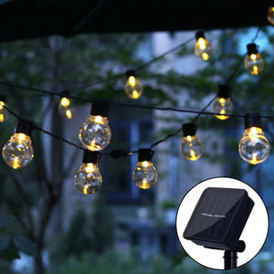 LED Solar Light Outdoor Garland Street G50 Bulb String Light As Christmas Decoration Lamp For Garden Indoor Holiday Lighting.
