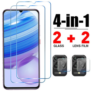 4in1 Tempered Glass for Redmi Note 10 Pro 9 9T 9S 8 8T Camera Screen Protector for Redmi note 9 10 10s 8 9C NFC 9T 9A 8A Glass