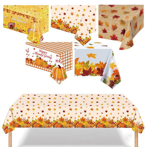 Eaiser Plastic Table Cover Autumn Decoration Thanksgiving Pumpkin Maple Leaf Disposable Party Tablecloth Halloween Decoration For Home