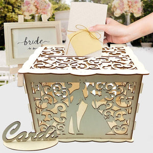 Wooden Wedding Gifts Card Boxes with Lock Mr&Mrs Couple Envelope Sign Cards Wood Urne Mariage Box DIY Rustic Wedding Supplies