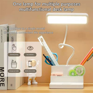 Eaiser Table Lamp With Pen Holder Storage Eye Protection Stepless Dimming LED Desk Lamp Student Study Light Office Reading Light Lamp