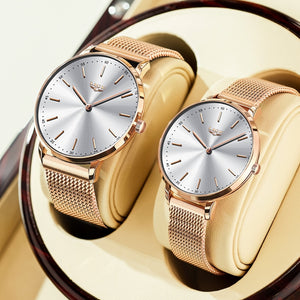 Eaiser   Couple Watches for Lovers Ultra Thin Mens Quartz Wristwatch Fashion Business Ladies Watch Man Brand Luxury Rose Gold Clocks