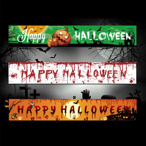 Eaiser Happy Halloween Banner Bloody Bat Pumpkin Ghost Print Party Backdrop Hanging Banner Halloween Party Decoration For Hom