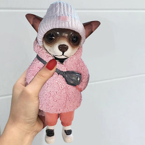 Eaiser   Handmade Doll Resin Standing Puppy Plush Toy Figure Chihuahua SharPei Dog Cute Fashionable Animal Clay Doll Desktop Decoration