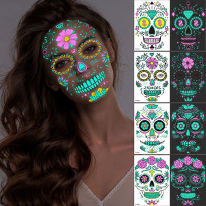 Eaiser  New Halloween Luminous Face Tattoo Sticker Ghost Festival Scar Tattoo Stickers Body Art For Women Halloween Party Decor
