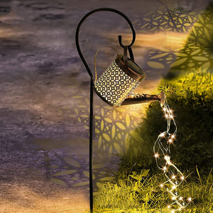 Eaiser  Solar Powered Watering Can Sprinkles Fairy Waterproof Shower Art LED Light Lantern for Outdoor Solar Light Garden Decoration