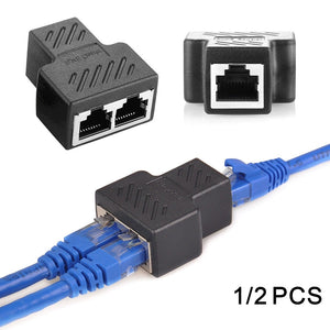 eaiser 1 To 2 Ways RJ45 Ethernet LAN Network Splitter Double Adapter Ports Coupler Connector Extender Adapter Plug Connector Adapter