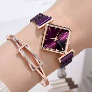 Eaiser   Women Square Watch Luxury Ladies Quartz Magnet Buckle Gradient Color Watches Relogio Feminino For Gift Clock