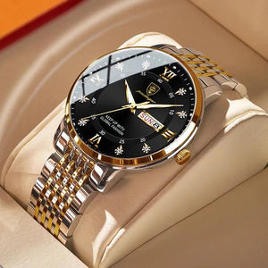 New Casual Sport Chronograph Men&#39;s Watches Stainless Steel Band Wristwatch Big Dial Quartz Clock with Luminous Pointers