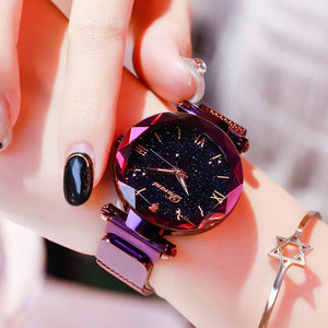 New Fashion Watch for Women Elegant Magnet Quartz Women watch Buckle Starry Sky Roman Numeral Lady Wristwatch Gift