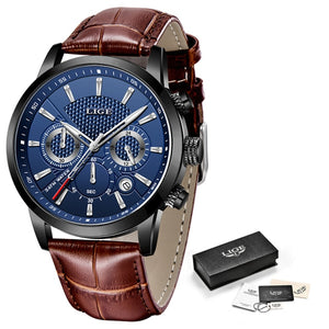 Watches Mens  Top Brand Luxury Casual Leather Quartz Men&#39;S Watch Business Clock Male Sport Waterproof Date Chronograph