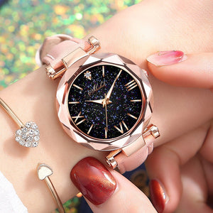 Eaiser  Fashion Stars Women Watch Luminous Charming Little Point Frosted Belt Watch Dotted with Roman Scale Luxury Women&#39;s Casual