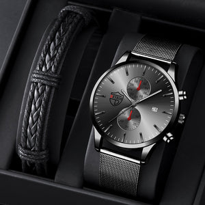 Brand Mens Luxury Watches Fashion Stainless Steel Mesh Belt Quartz Wrist Watch Men Sports Luminous Clock relogio masculino