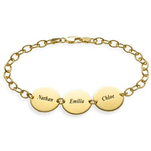 Special Gift for Mom Disc Name Bracelet with 18K Gold Plating Custom Family Name Bracelets for Women Bracelet Mother&#39;s Day Gift