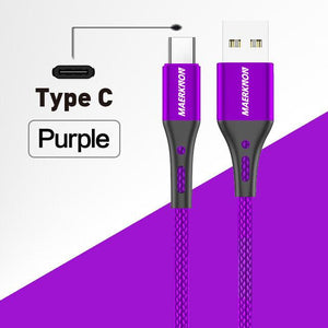 5A Nylon USB Type C Cable Fast Charging for Xiaomi Samsung Huawei 0.5m-3m Data Cable Mobile Phone Micro USB Cables Android Cord