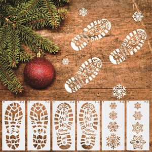 Christmas  Footprint Plastic Drawing Template DIY Scrapbook Photo Album Ruler Dr 24BB